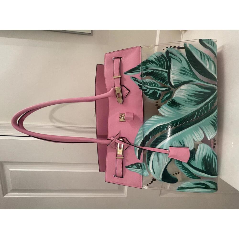 Stylish Transparent Tote Bag with Pink Accents